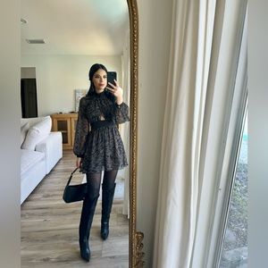 BCBG Generation Blue Black Beige Long Sleeve Mini Dress Size 4